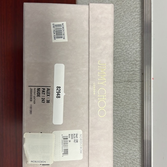 AUTHENTIC Jimmy Choo iconic Alex Platform in Glossy Nude Beige Pump Heel 38 EU - Picture 6 of 11